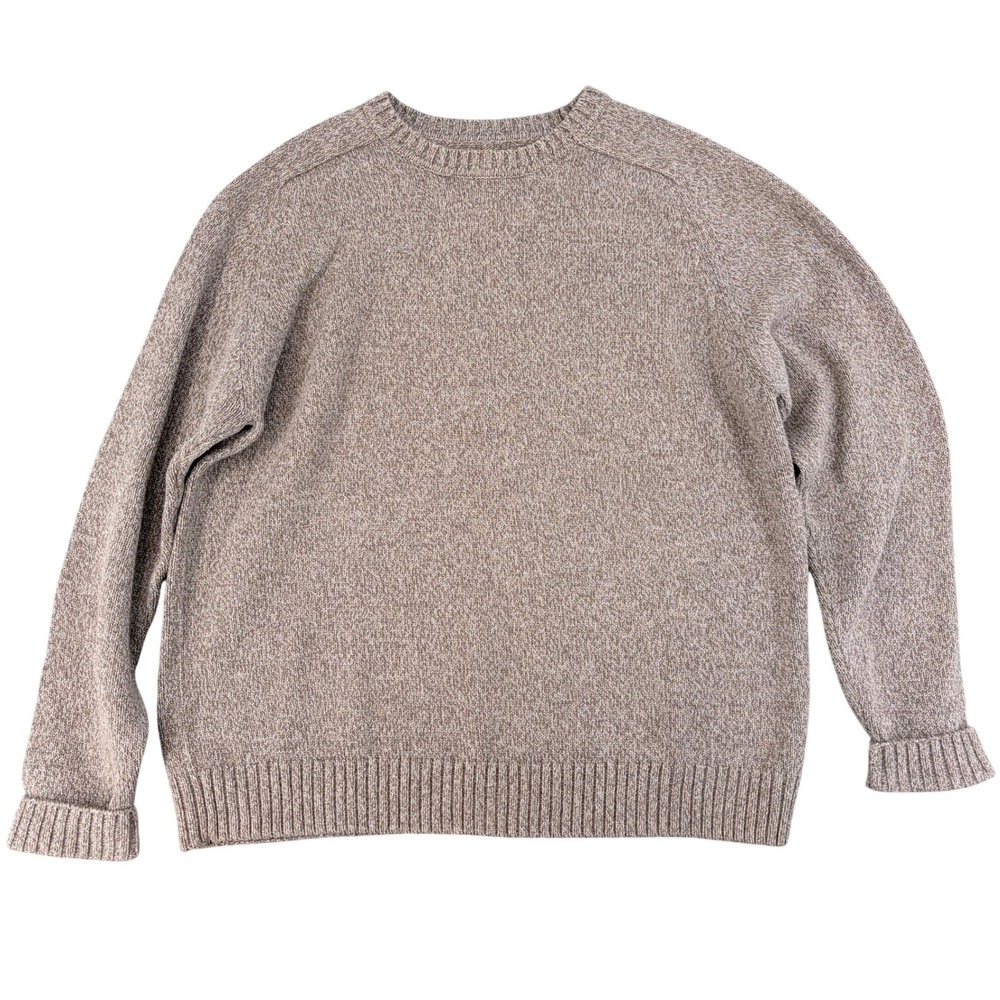 Croft & Barrow Mens Large Tan Marled 100% Cotton Crewneck Knit Sweater L Coastal